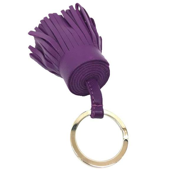 HERMES Carmen Key Ring Holder Charm Anjou Milo Leather Purple (VIOLET) Wallet... - Picture 2 of 3